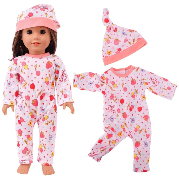 AmaMary Baby Doll Clothes 18 Inch Reborn Doll Clothing Accessories Jumpsuit with Hat Shower Game Gift