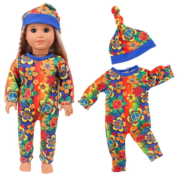 AmaMary Baby Doll Clothes 18 Inch Reborn Doll Clothing Accessories Jumpsuit with Hat Shower Game Gift