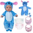 thumbnail image 1 of Babysbule Doll Clothes Set, Blue Dog Style Plush Onesie, for 16-18 Inch Dolls, 4-Piece Set, 1 of 6