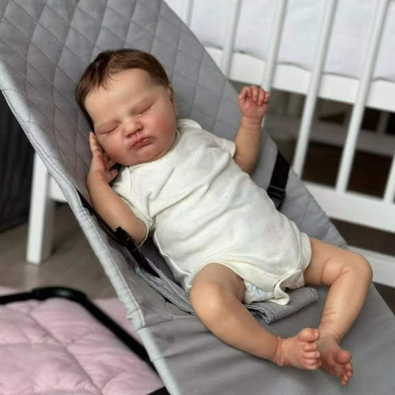 AmaMary 19 inch Reborn Baby Doll Quinlyn – Realistic Sleeping Newborn with Hand-Rooted Hair, Perfect Birthday & Christmas Gift