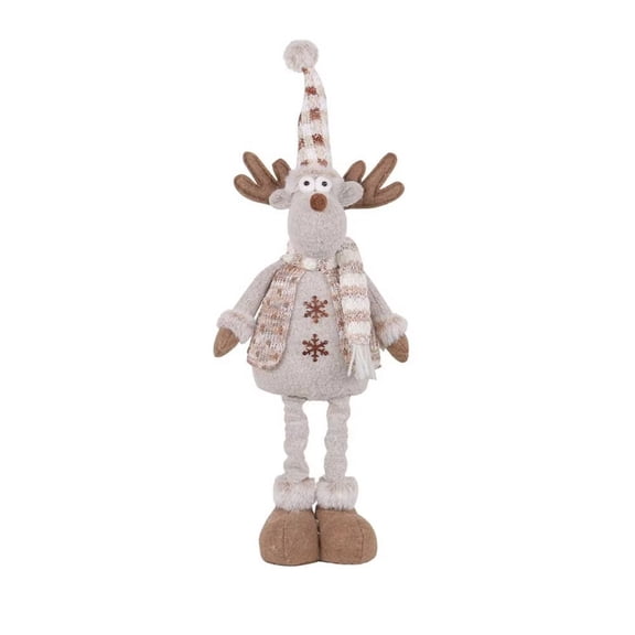 AmaMary 23.6" Gray Christmas Snowman Moose Figurine – Knitted Retractable Vertical Home Décor for Table