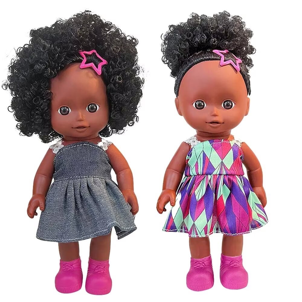 AmaMary 10 Inch Reborn Baby Doll Set of 2 – Lifelike Vinyl African American Newborns, Adorable Black Baby Dolls in Gift-Ready Pack