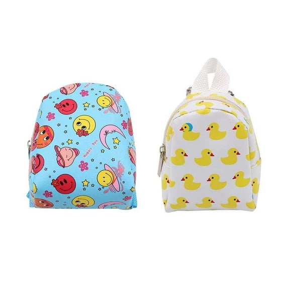 Babysbule 2Pcs 18" Doll Backpack Multicolour Printed Flower Doll Schoolbag Accessories