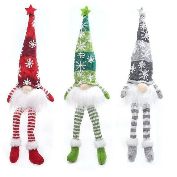 AmaMary 3Pcs Gnome Christmas Decoration 13" Swedish Tomte Christmas Gnome Plush Elf Doll Scandinavian Father Christmas Light Up with Lights Decoration Holiday Indoor Home Tabletop Decoration Gift