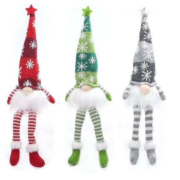 AmaMary 3Pcs Gnome Christmas Decoration 13" Swedish Tomte Christmas Gnome Plush Elf Doll Scandinavian Father Christmas Light Up with Lights Decoration Holiday Indoor Home Tabletop Decoration Gift