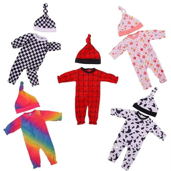 Babysbule 5 Soft Colorful Christmas Pajamas for 16-18 Inch Dolls – Holiday & Birthday Gift for Girls Kids