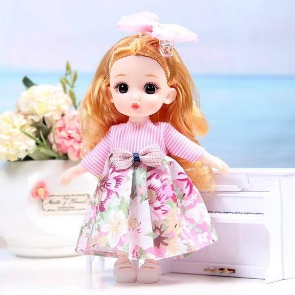 Babysbule 6 inch Mini Doll with 13 Movable Joints and Changeable Outfit Girl Toy