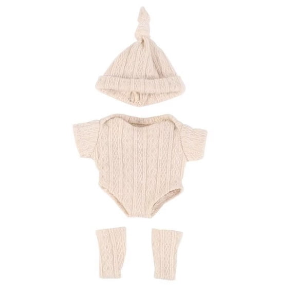 Babysbule 7-8 inch Baby Doll Clothes Set, Includes Onesie, Hat, and Socks, Fits Reborn Dolls