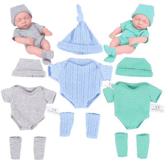 AmaMary 8 Inch Doll Clothes Set - 3 Stylish Outfits for 20cm Mini Reborn Dolls Accessories