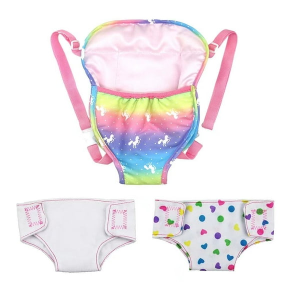 AmaMary Baby Doll Carrier Accessories with 2Pcs Baby Dolls Diapers for 16-18 inch Dolls, Adjustable Straps