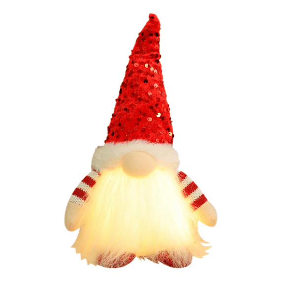 AmaMary Christmas Gnomes Gift Plush with Light, 12" Handmade Swedish Santa Gnomes Plush Sequin Hat Christmas Decor at Night Elf Christmas Decorations Indoor Gift Xmas Table Decor