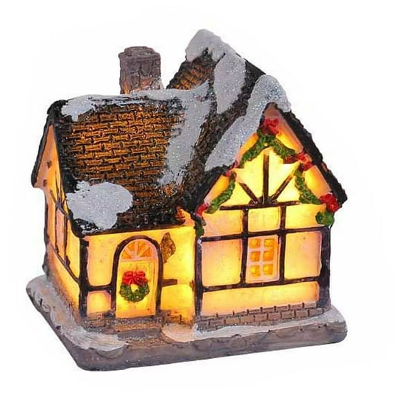 AmaMary Christmas Village Sets LED Lighted Christmas Village Houses Figurines for Christmas Tree Decorations Vintage Christmas Village Collection for Christmas Holiday Home Decorations