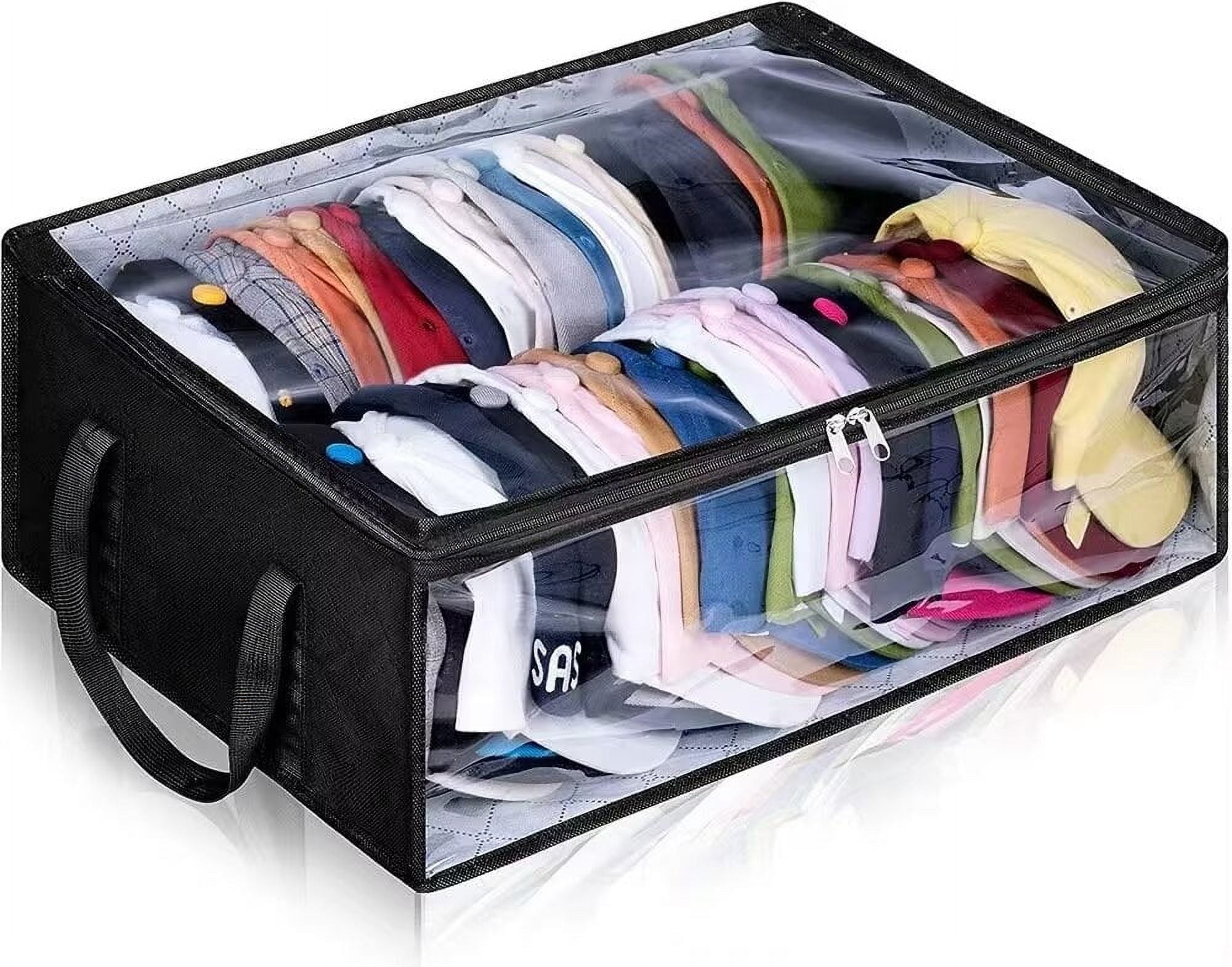 Babysbule Hat Storage Box Holds Up to 40 Hats Foldable Clear Dustproof Portable Organizer Bag 20" L x 16" W x 6.7" H - Walmart.com