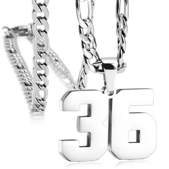 AmaMary Personalized Jersey Number Necklaces for Mens,Athletes Stainless Steel Sport Number Pendant Chain for Mens Baseball/Basketball/Football Team Inspiration Jewelry