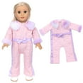 thumbnail image 1 of AmaMary Pink Down Jumpsuit for 18 inch Dolls, Winter Warmth Outfit for Dolls, 1 of 5