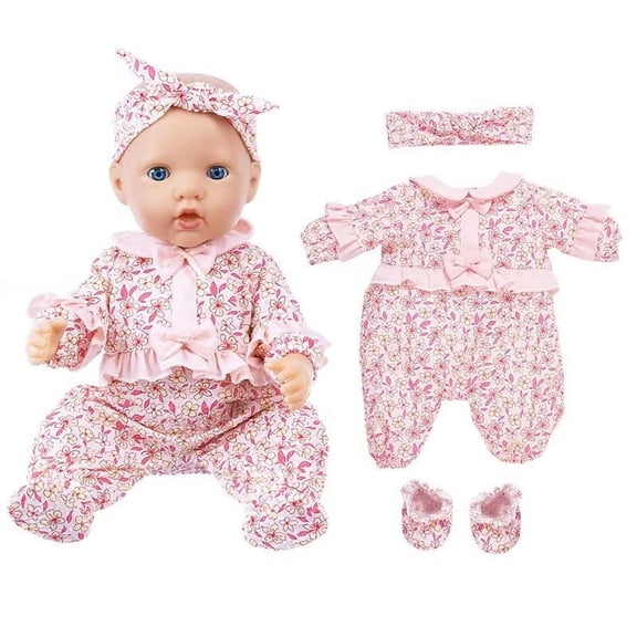 Babysbule Pink Fine Crushed Flower Hoodie for 16-18 inch Dolls, Handmade Doll Clothes Accessories