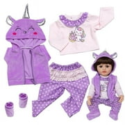 Babysbule Reborn Doll Clothes 20-23 inch Purple Unicorn Set – Plush Outfit, Gift for Girls, Easter or Birthday