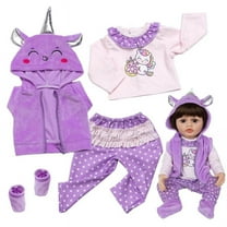 Babysbule Reborn Doll Clothes 20-23 inch Purple Unicorn Set – Plush Outfit, Gift for Girls, Easter or Birthday
