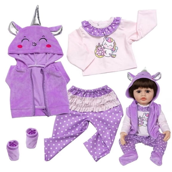 AmaMary Reborn Doll Clothes Purple Unicorn Set for 20-23 Inch Dolls Plush Outfit Gift for Girls Easter Birthday