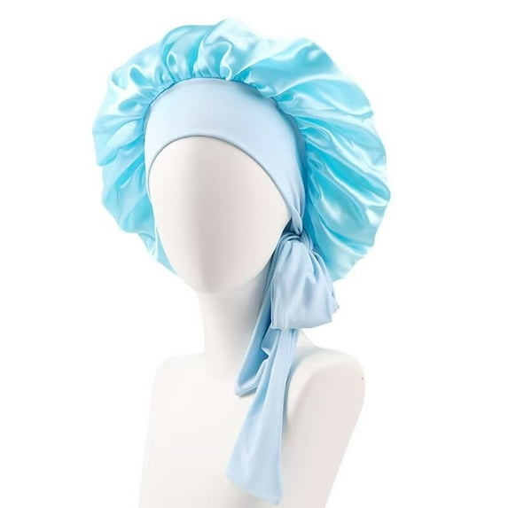 AmaMary Satin Silk Bonnet for Sleeping Women, Large Long Strap Tie Band Adjustable Sleep Night Cap Hair Bonnet Wrap for Women