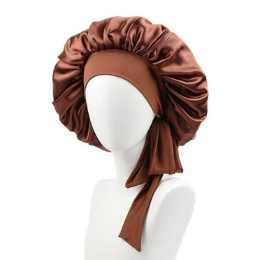 AmaMary Satin Silk Bonnet for Sleeping Women, Large Long Strap Tie Band Adjustable Sleep Night Cap Hair Bonnet Wrap for Women