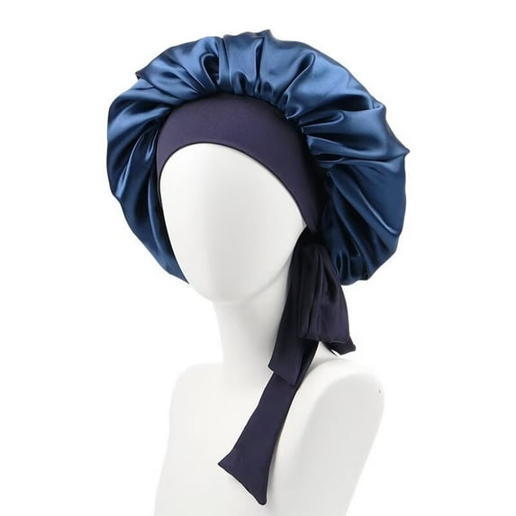 AmaMary Satin Silk Bonnet for Sleeping Women, Large Long Strap Tie Band Adjustable Sleep Night Cap Hair Bonnet Wrap for Women
