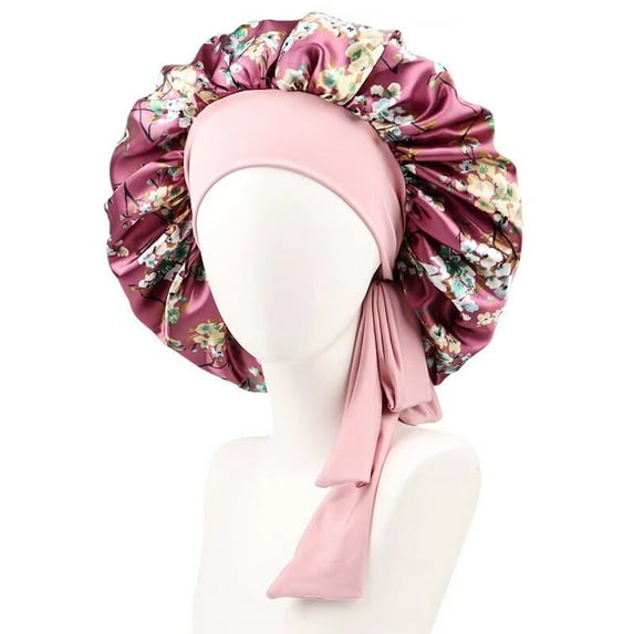 AmaMary Silk Bonnet Satin Bonnet for Sleeping Curly Hair Cover Sleep Cap Silk Night Caps for Women Large Silk Sleep Bonnet with Tie