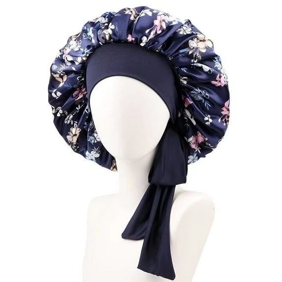 AmaMary Silk Bonnet Satin Bonnet for Sleeping Curly Hair Cover Sleep Cap Silk Night Caps for Women Large Silk Sleep Bonnet with Tie