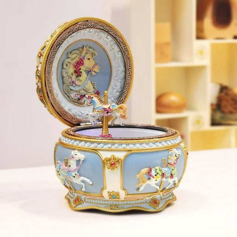AmaMary Vintage Ballerina Music Box, Resin Wind-Up Design with