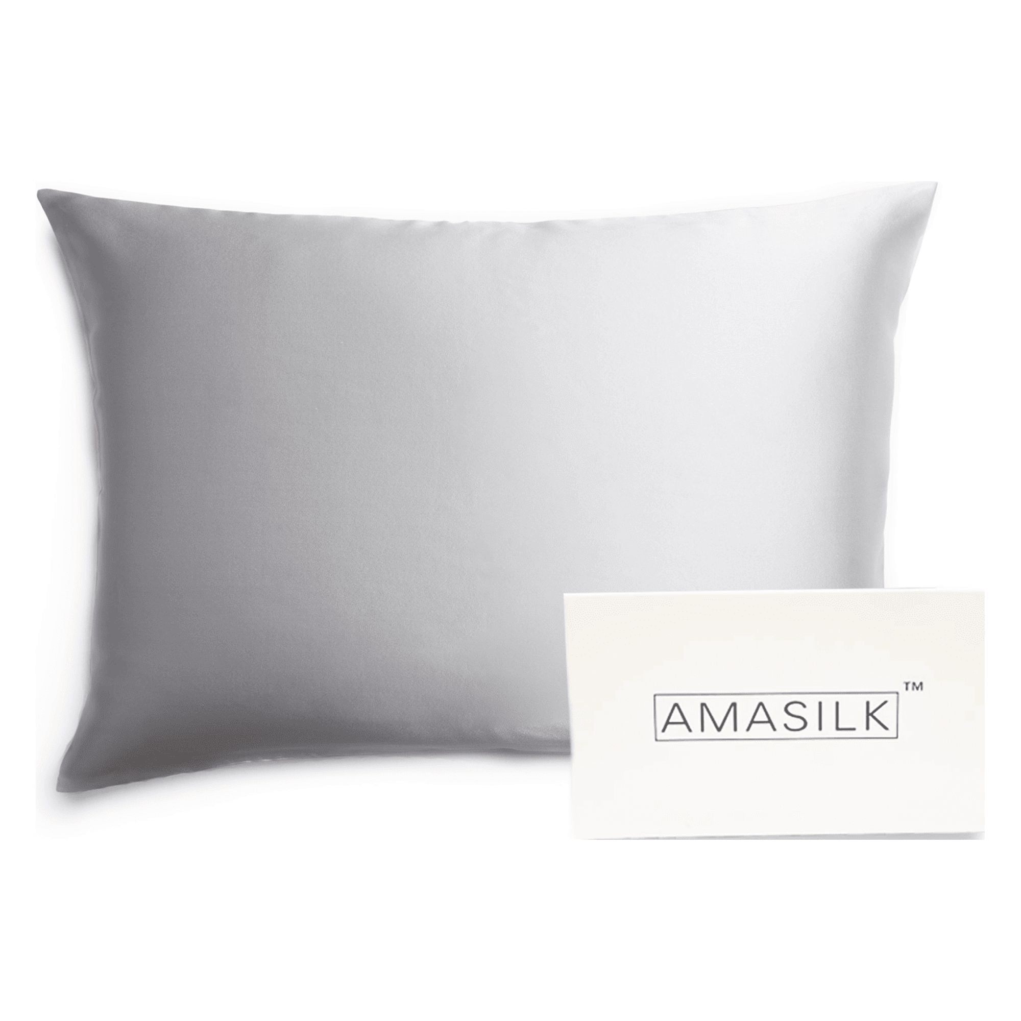 AmaSilk Pure Mulberry Silk Pillowcase | Silver Gray (Queen Size - 20 x 30 in)