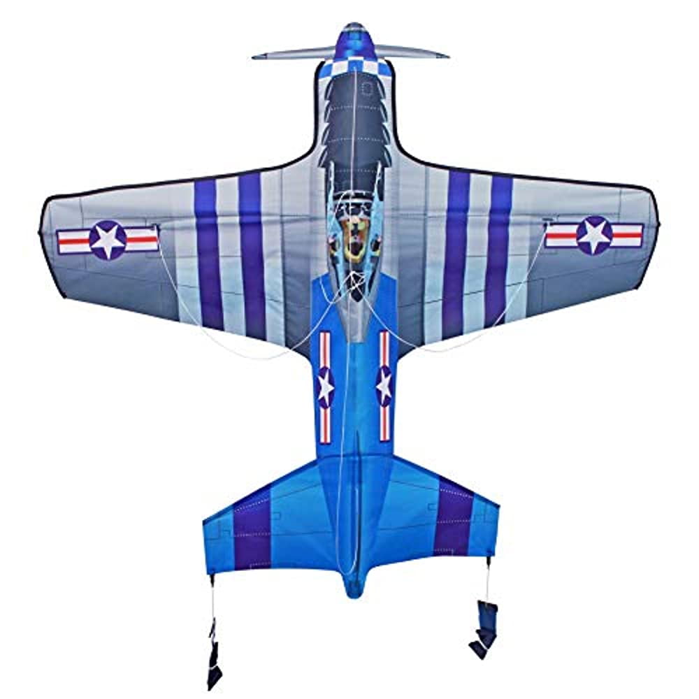 AmaZing Kites 3D Nylon P 51 Mustang World War II Fighter Plane Kite with 55 Wingspan 4 ft 2 in