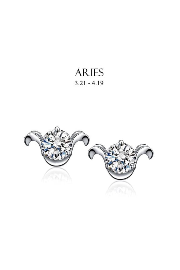 E-I2CZARS-RDM Rhodium Cubic Zirconia Aries Stud Earrings