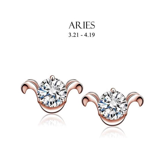 Amabel Designs E-I2CZARS-RG Rose Gold Cubic Zirconia Aries Stud Earrings