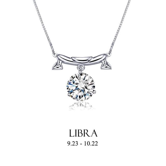 Amabel Designs N-I2CZLBR-RDM&CLR Rhodium Cubic Zirconia Libra Pendant Necklace