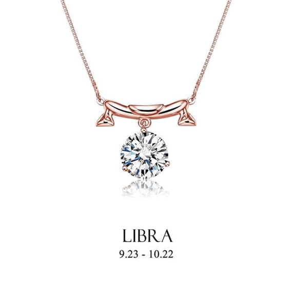 Amabel Designs Rose Gold Cubic Zirconia Libra Pendant Necklace