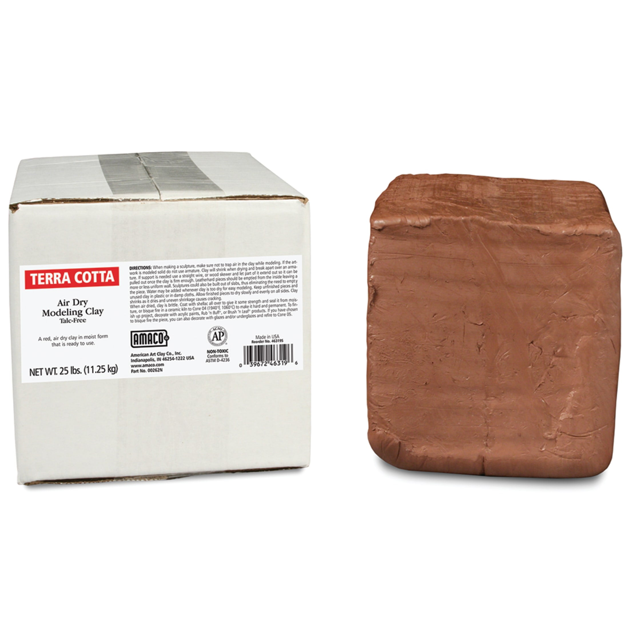Amaco Air Dry Modeling Clay, 25 lbs., Terra-Cotta