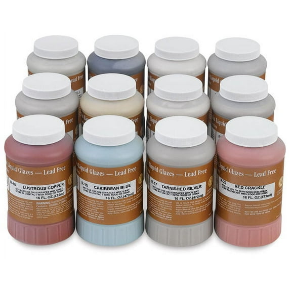 Amaco Lead-Free Raku Glazes - Set of 12, Pints