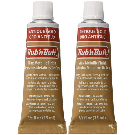 Amaco Rub 'N Buff Wax Metallic Finish, Antique Gold, 0.5-Fluid Ounce, 2 Pack
