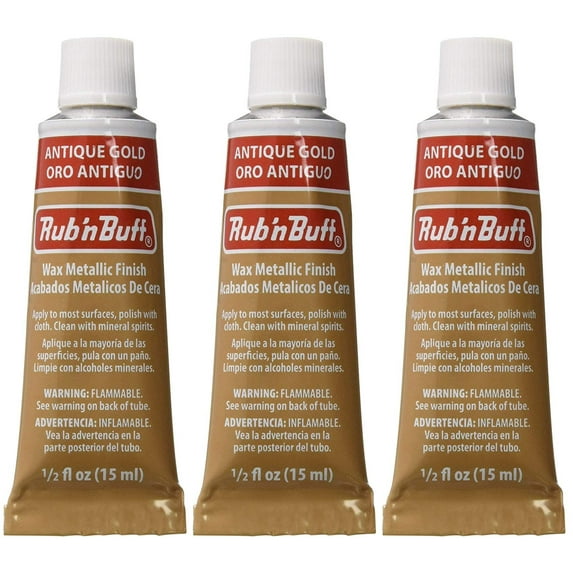 Amaco Rub 'N Buff Wax Metallic Finish, Antique Gold, 0.5-Fluid Ounce, 3 Pack