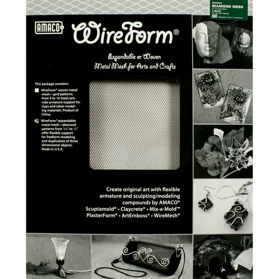 Amaco WireForm Aluminum, 1/4" Mesh, Diamond, 16" x 20", 3 Sheets/ Pkg.