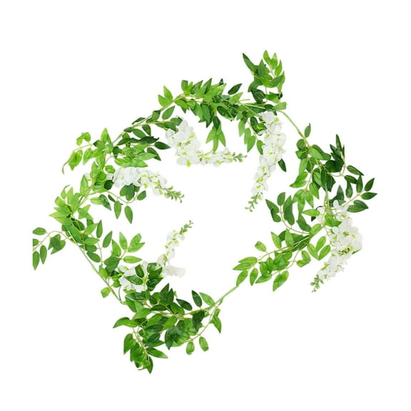 Amacok Artificial Hanging Wisteria Flowers 70” Fake Wisteria Vines Garland with With Green Leaves Faux Bean Flower Strips Rattan for Home Garden Wedding Arch Party Backdrop Decor