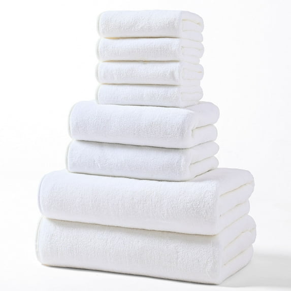 Amacok Bath Towels 8 Piece Soft Luxury Bath Towel Set - Light Thin Quick Drying - 2 Bath Towels 2 Hand Towels 4 Washcloths - Microfiber Towel for Bath Fitness, Sports, Yoga, Travel