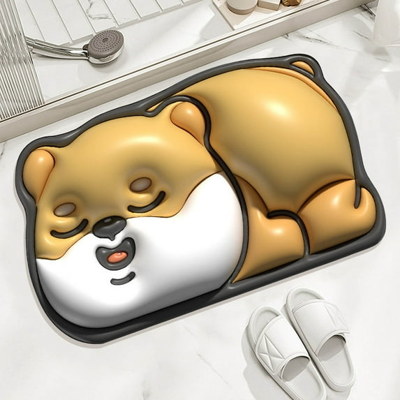 Amacok Bathroom Rugs Cute Bath Mat, Cute Animal Quick-Drying Bathroom Mats, Funny Cute Animal Area Rug Soft Anti Slip Mat for Bathroom and Kitchen, 12X16Inch