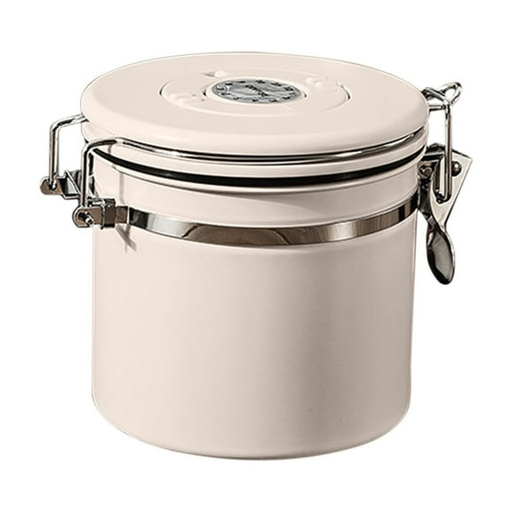 Amacok Coffee Canister for Ground Coffee with Co2-Release Valve & Scoop, 304 Stainless Steel Kitchen Food Airtight Storage Container for Coffee Beans, Grounds, Tea, Sugar