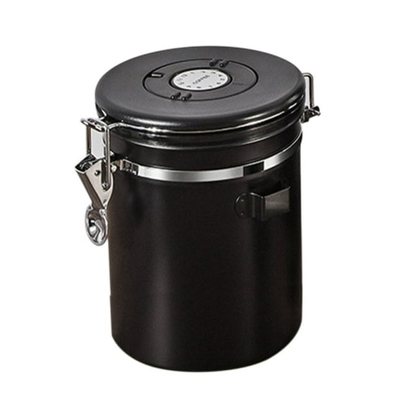 Amacok Coffee Canister for Ground Coffee with Co2-Release Valve & Scoop, 304 Stainless Steel Kitchen Food Airtight Storage Container for Coffee Beans, Grounds, Tea, Sugar