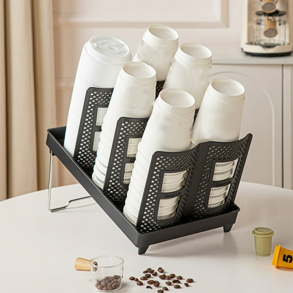 Amacok Coffee Cup Holder, Cup and Lid Dispenser with Stand, Disposable Cups Organizer, for Coffee Station, Bar, Office, Home, Restaurant, Breakroom, Countertop