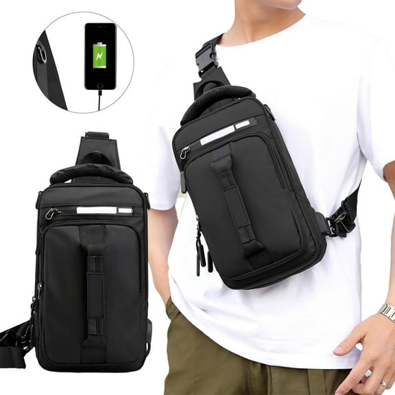 Amacok Crossbody Backpack, Anti Theft Sling Bag Shoulder Bag with Usb Charging Port