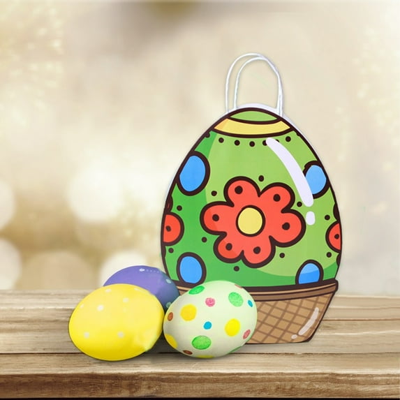 Amacok Easter Tote Bags Large Paper Easter Egg Printed Bags with Handles Multicolor Gift Goodie Bags for Party Favor Supplies