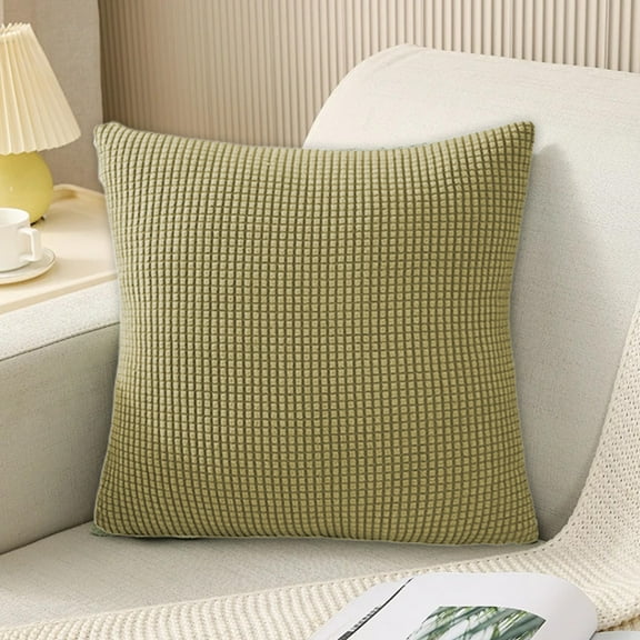 Amacok Farmhouse Decor Solid Coler Neutral Pillow 18X18Inch Striped Decorative Soft Plush Throw Pillows 18 X 18 for Living Room Couch and Sofa