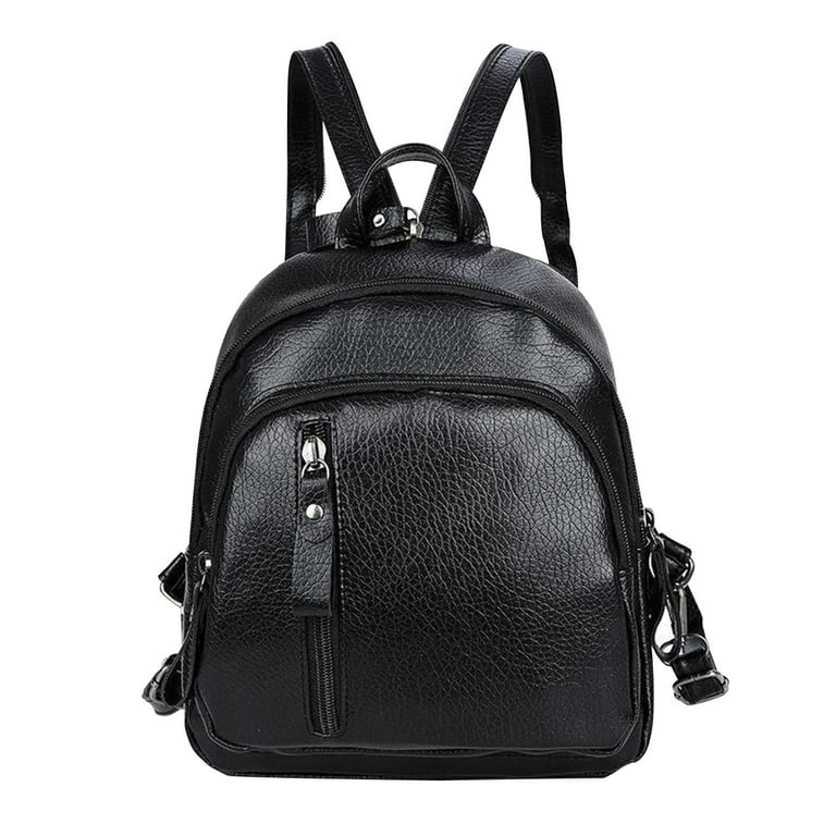 Amacok Mini Leather Backpack for Women Convertible Backpack Purse Elegant Shoulder Handbag Multiple Zipper Pockets Crossbody Bag Black